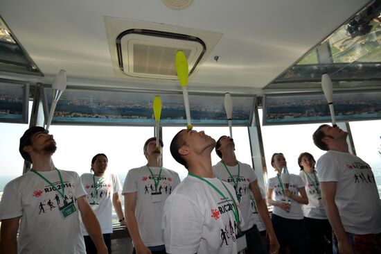 The Up High jugglers' show at the Ostankino television tower