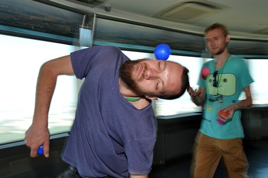The Up High jugglers' show at the Ostankino television tower