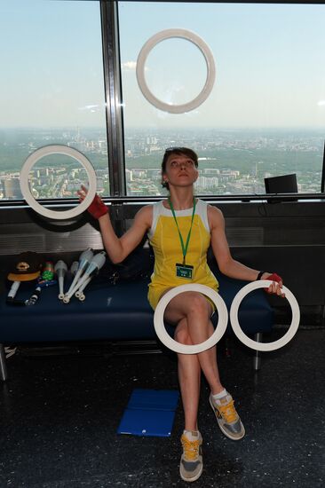 The Up High jugglers' show at the Ostankino television tower