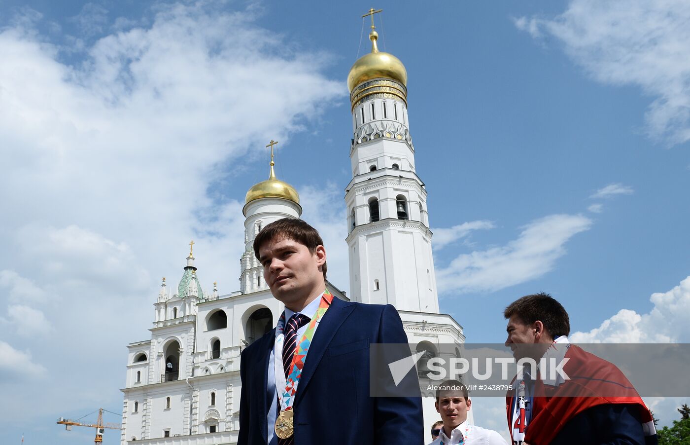 Celebrating Russia's ice hockey victory in Moscow