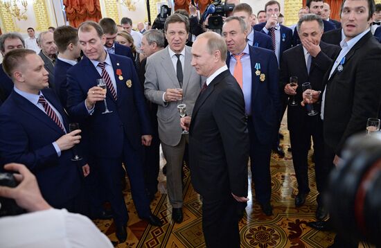 Kremlin award ceremony on Russian ice hockey team's win