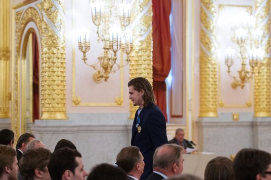Kremlin award ceremony on Russian ice hockey team's win