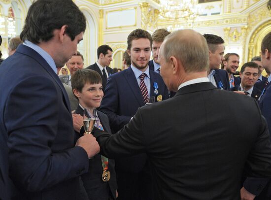Kremlin award ceremony on Russian ice hockey team's win