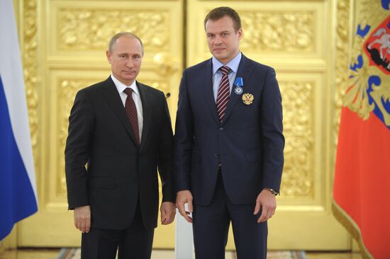Kremlin award ceremony on Russian ice hockey team's win