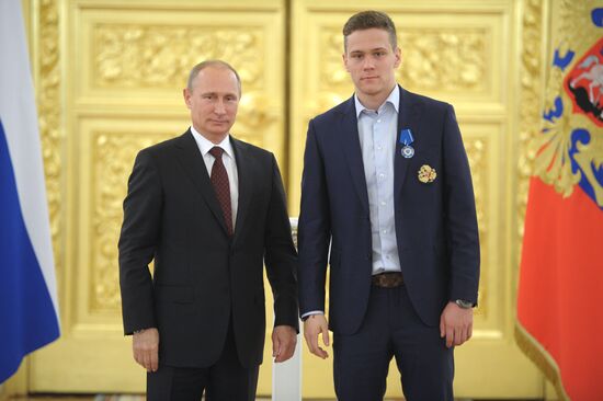 Kremlin award ceremony on Russian ice hockey team's win