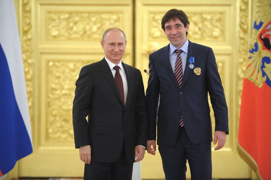 Kremlin award ceremony on Russian ice hockey team's win