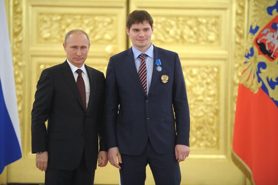 Kremlin award ceremony on Russian ice hockey team's win