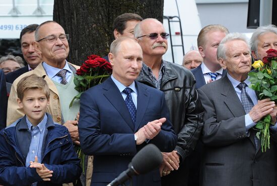 Vladimir Putin at unveiling of statue of Sergei Mikhalkov in central Moscow