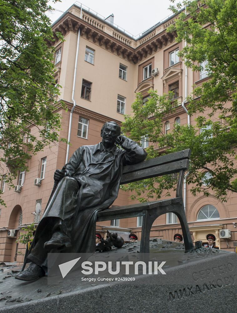 Vladimir Putin at unveiling of statue of Sergei Mikhalkov in central Moscow