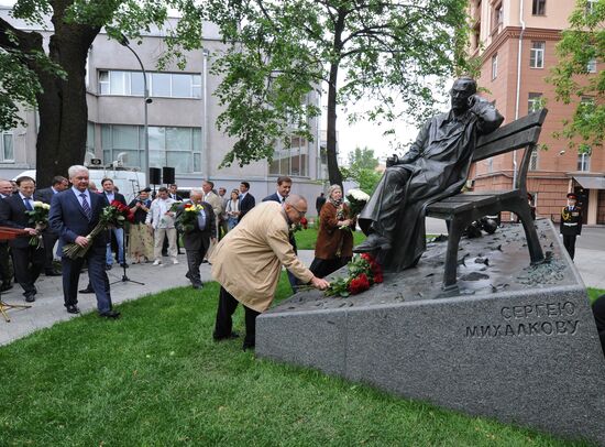 Vladimir Putin at unveiling of statue of Sergei Mikhalkov in central Moscow