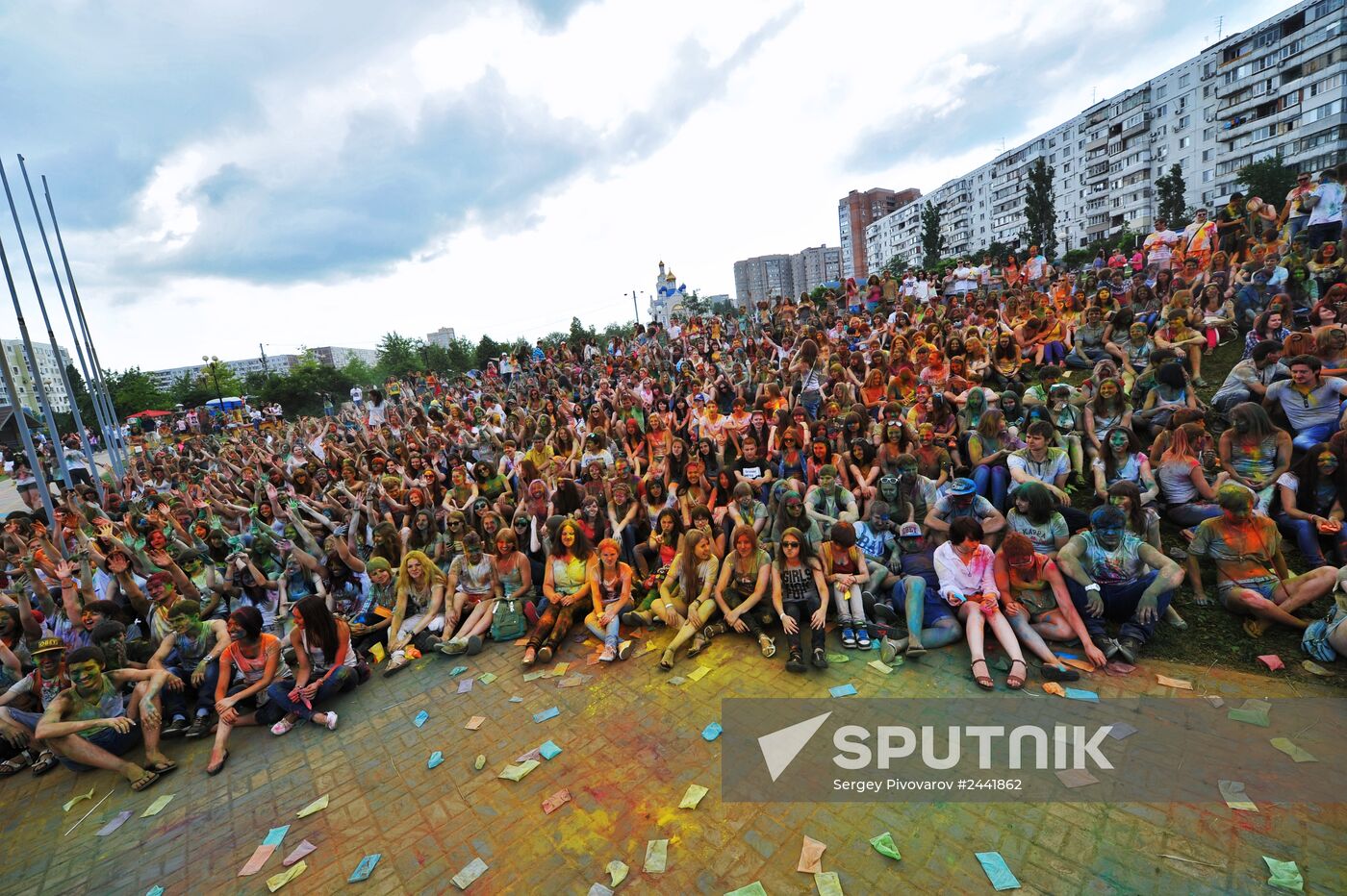 Holi festival of colors in Rostov-on-Don