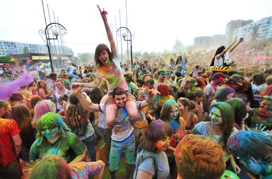 Holi festival of colors in Rostov-on-Don