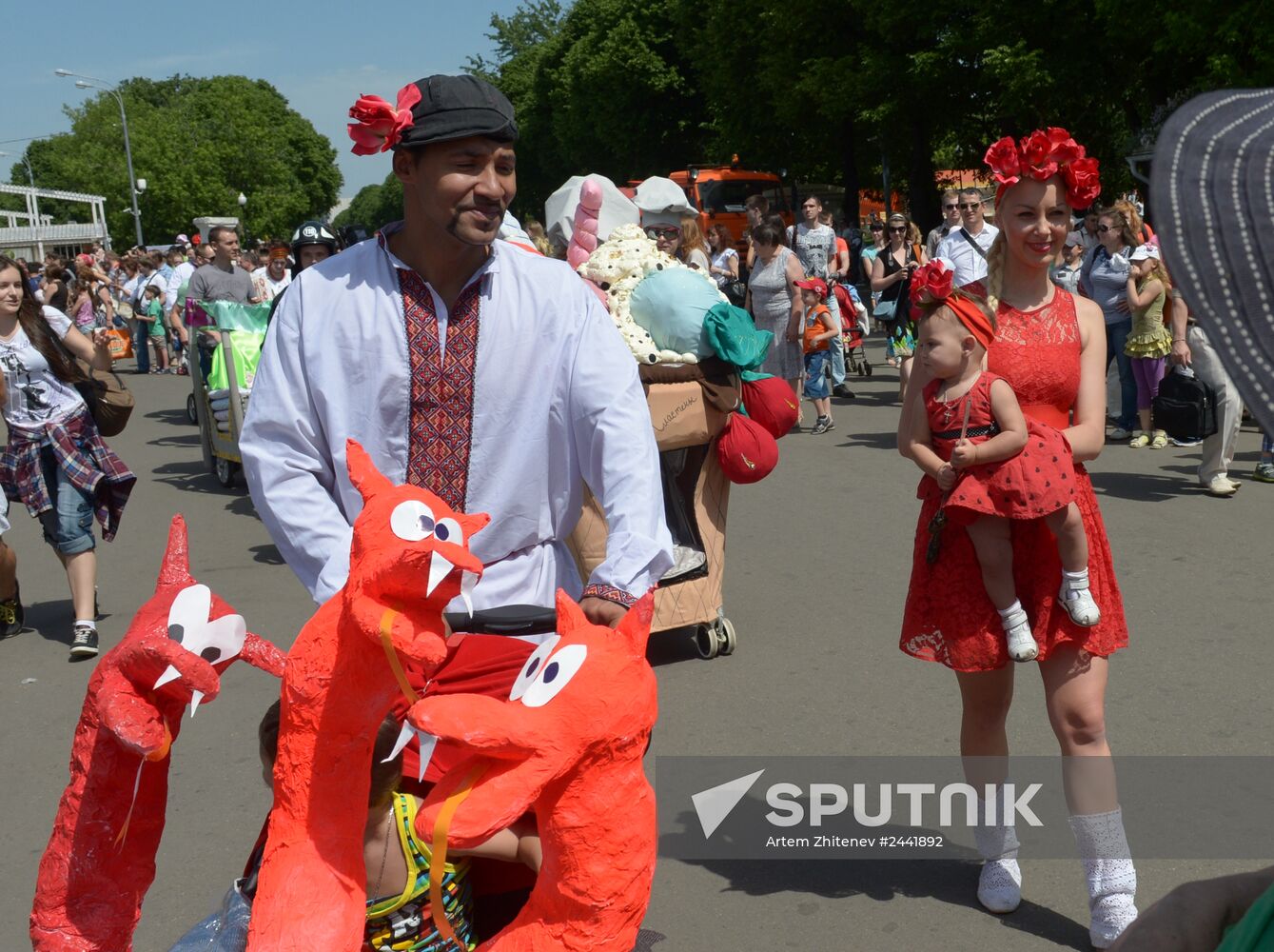 Baby stroller parade and carnival in Moscow