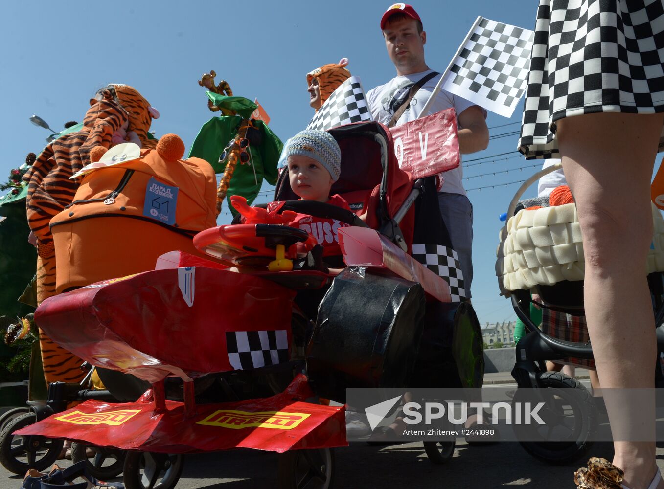 Baby stroller parade and carnival in Moscow