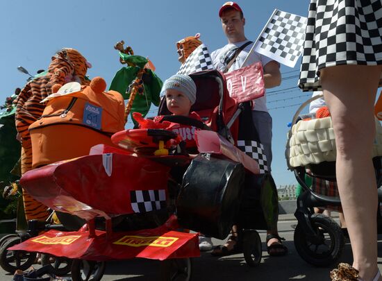 Baby stroller parade and carnival in Moscow