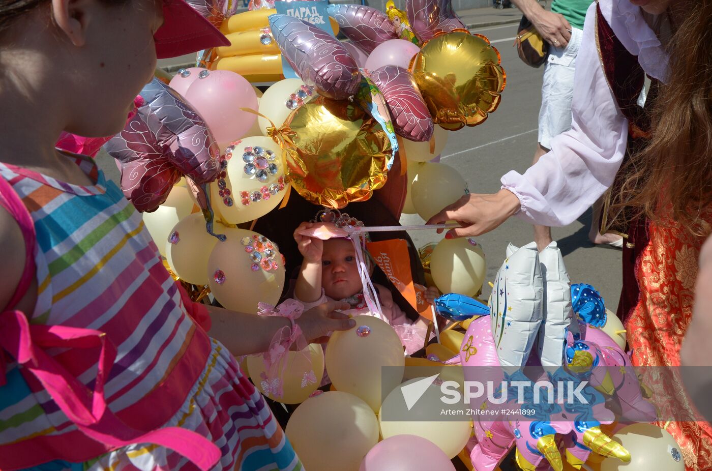 Baby stroller parade and carnival in Moscow