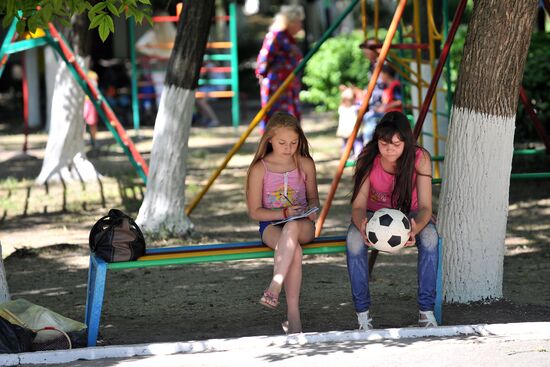 Ukrainian refugees at Dmitriadovsky recreation center, Rostov Region