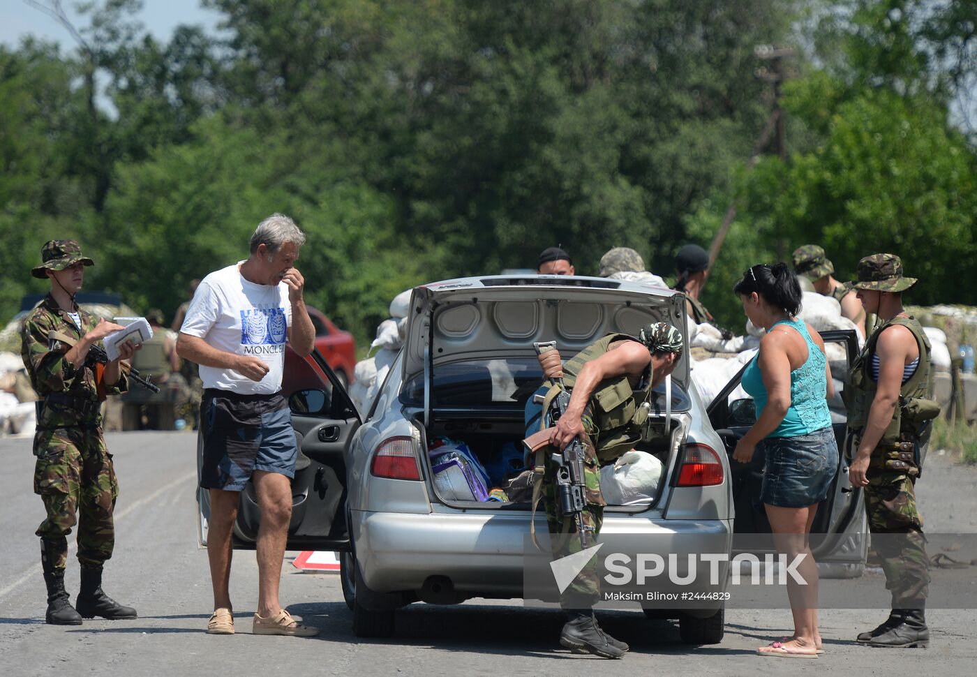 Ukrainian military checkpoint in Amvrosievka, Donetsk Region