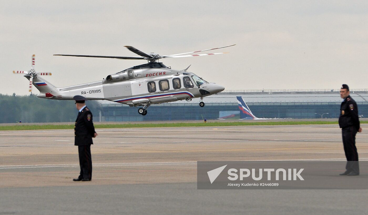 Dmitry Medvedev before first flight by Dobrolet aviation company