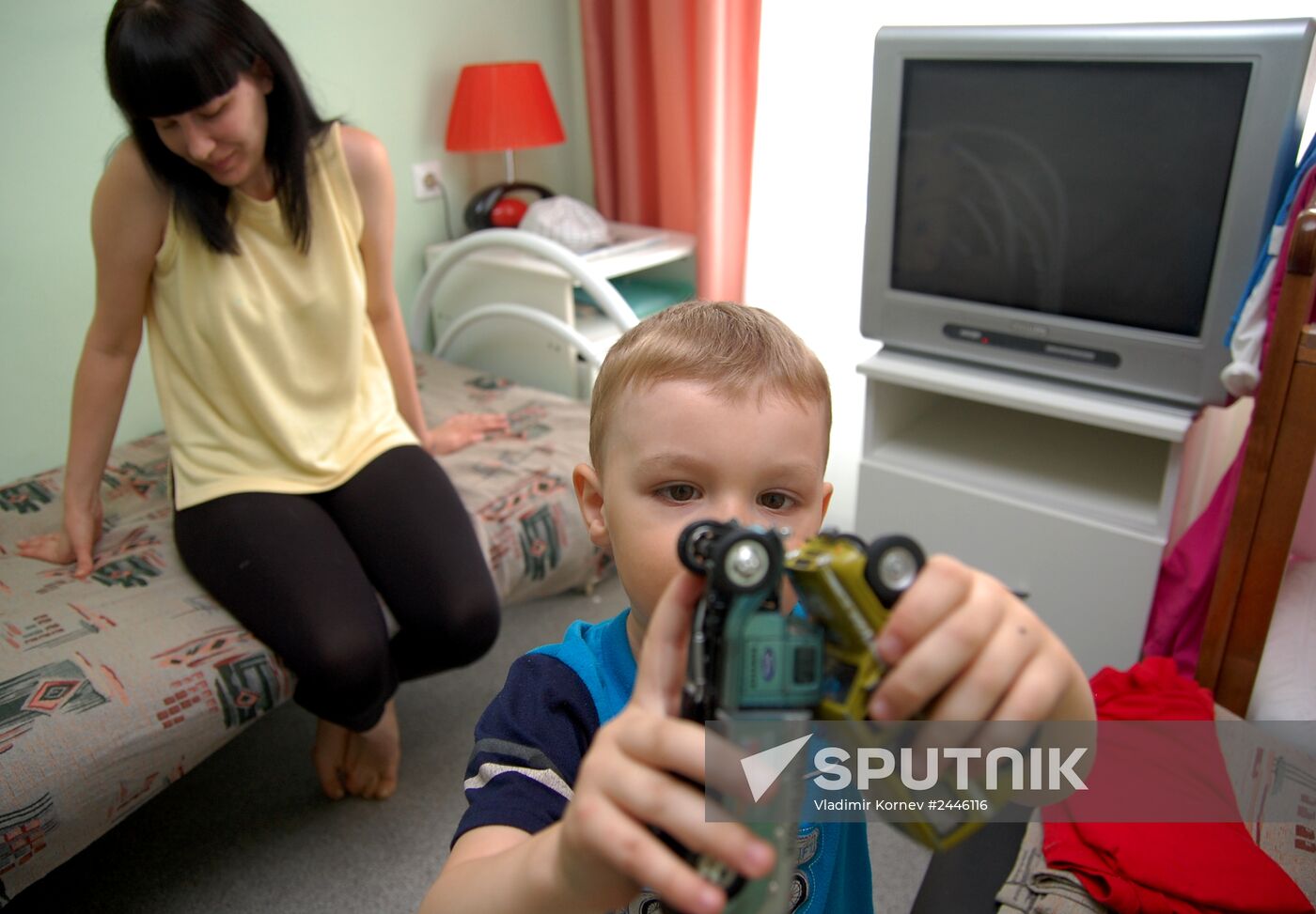 Refugees from Ukraine in Red Cross office in Belgorod