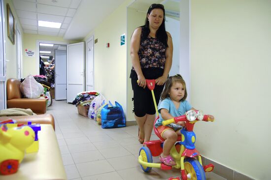 Refugees from Ukraine in Red Cross office in Belgorod