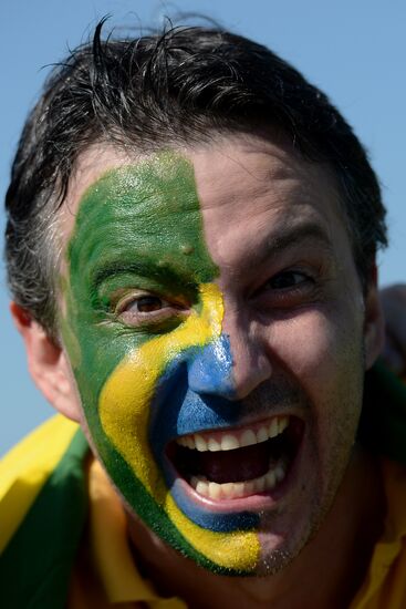 Football. Preparations for first match of FIFA World Cup 2014