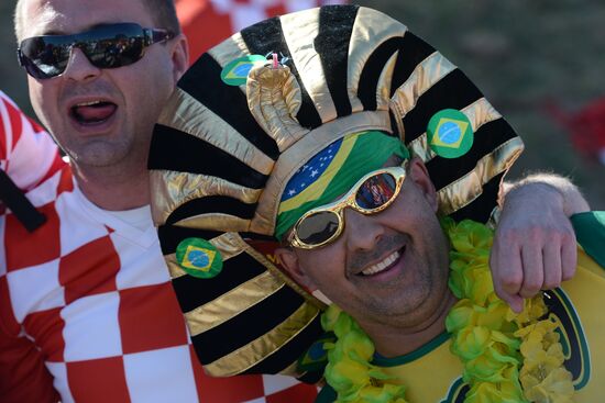 Football. Preparations for first match of FIFA World Cup 2014