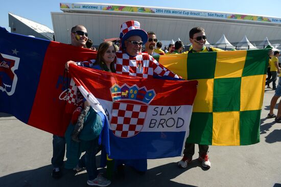 Football. Preparations for first match of FIFA World Cup 2014