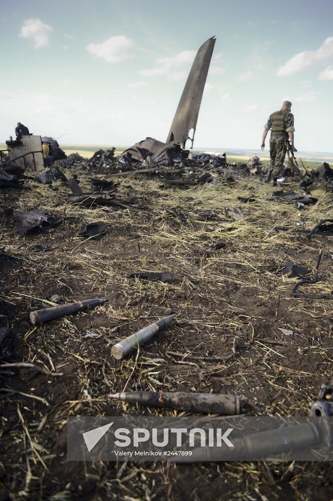 Impact point of Ukrainian Air Force Il-76 downed by Lugansk self-defense