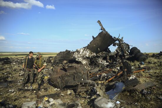 Impact point of Ukrainian Air Force Il-76 downed by Lugansk self-defense