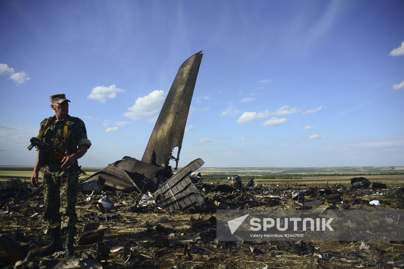 Impact point of Ukrainian Air Force Il-76 downed by Lugansk self-defense