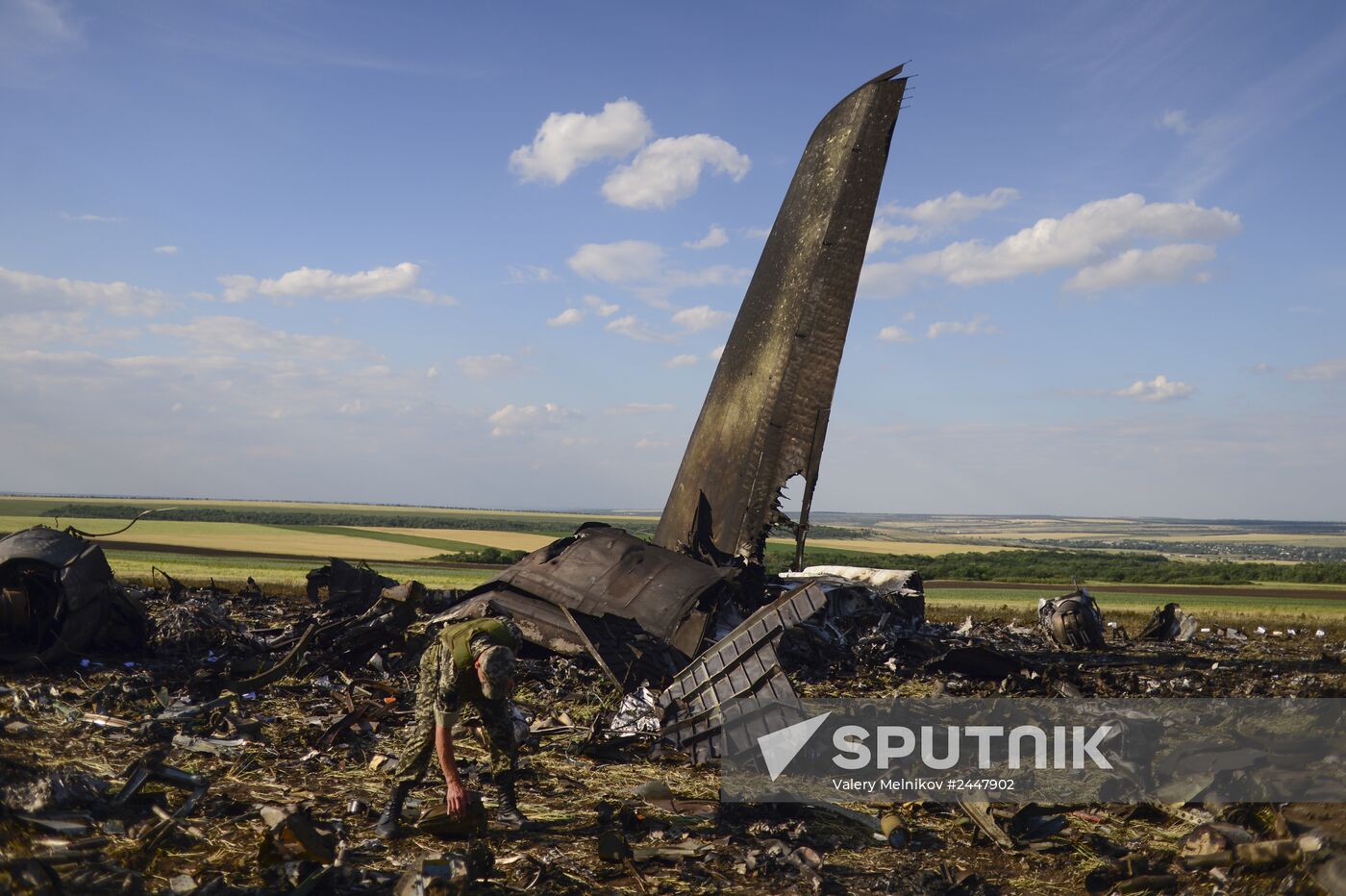 Impact point of Ukrainian Air Force Il-76 downed by Lugansk self-defense