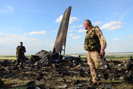 Impact point of Ukrainian Air Force Il-76 downed by Lugansk self-defense