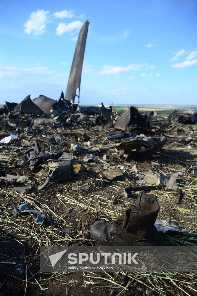 Impact point of Ukrainian Air Force Il-76 downed by Lugansk self-defense