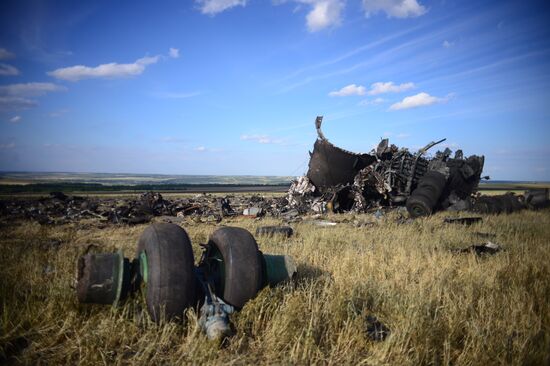 Impact point of Ukrainian Air Force Il-76 downed by Lugansk self-defense