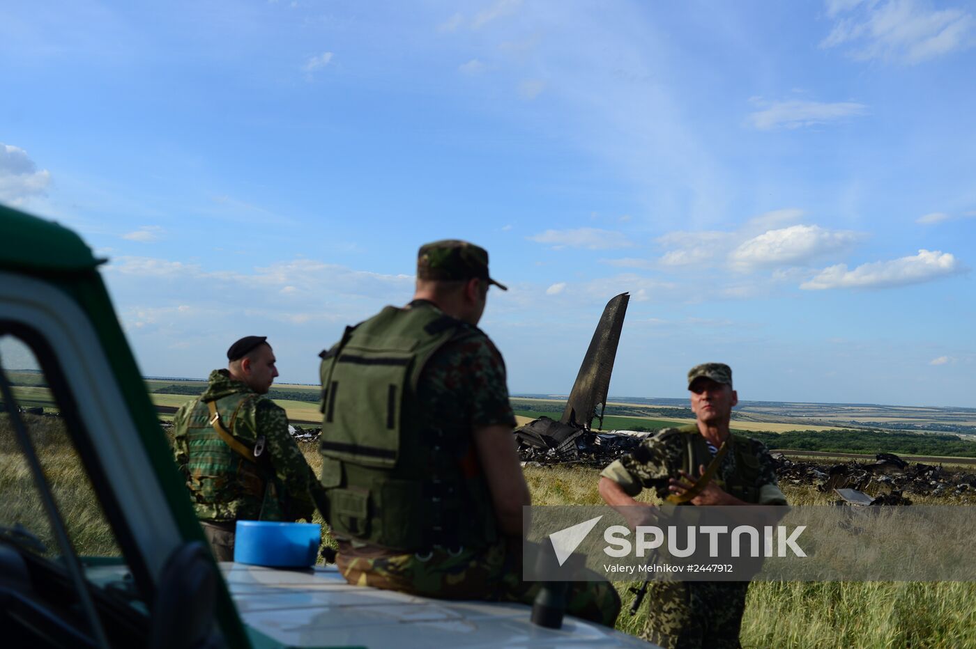 Impact point of Ukrainian Air Force Il-76 downed by Lugansk self-defense