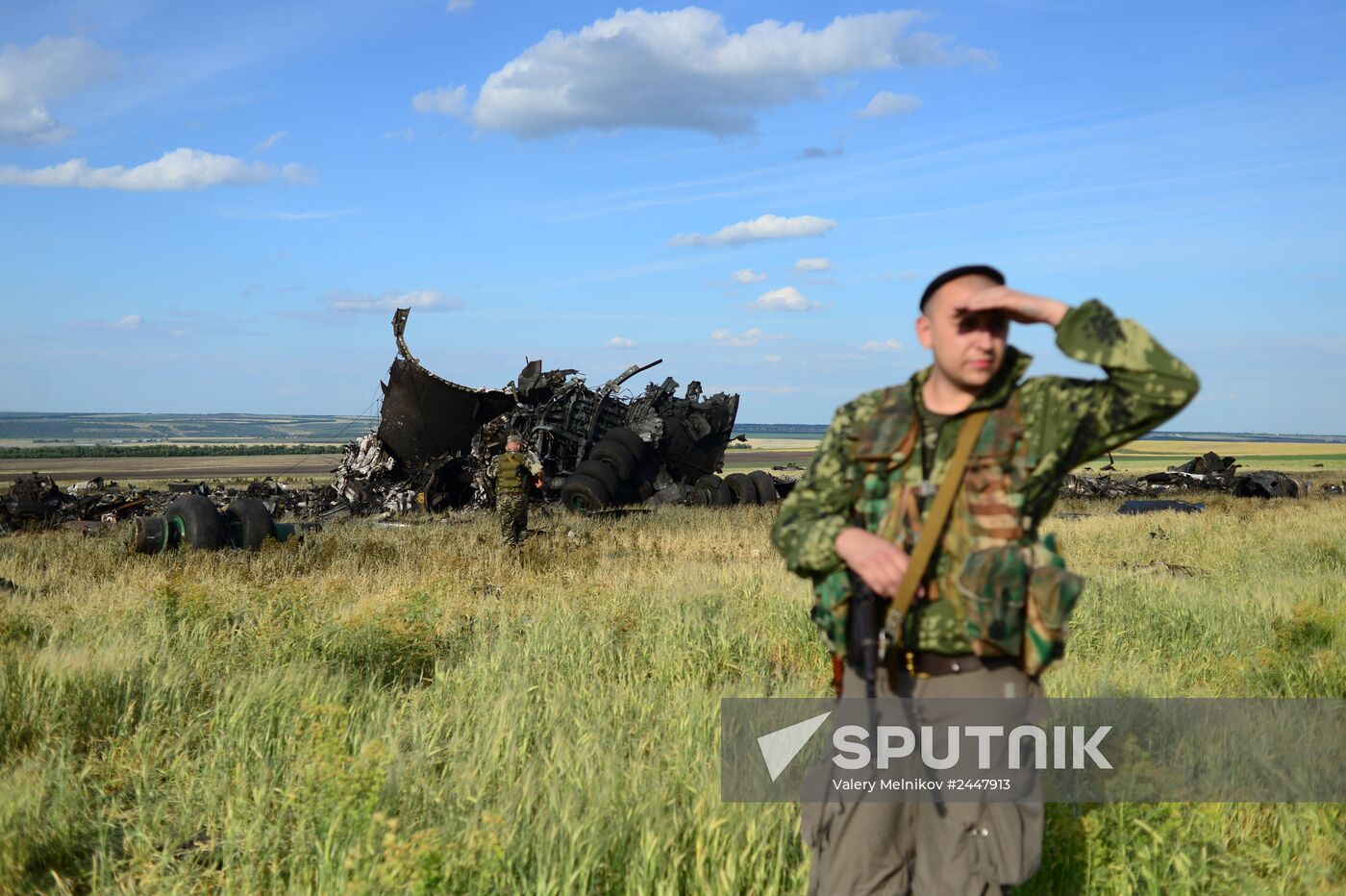 Impact point of Ukrainian Air Force Il-76 downed by Lugansk self-defense