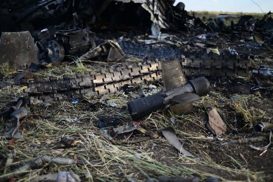 Impact point of Ukrainian Air Force Il-76 downed by Lugansk self-defense