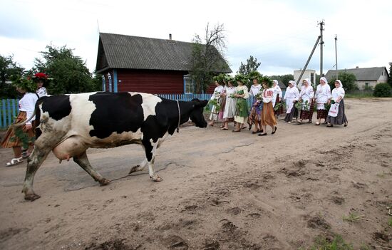 Celebrating ancient Rusal folk festival in Minsk region