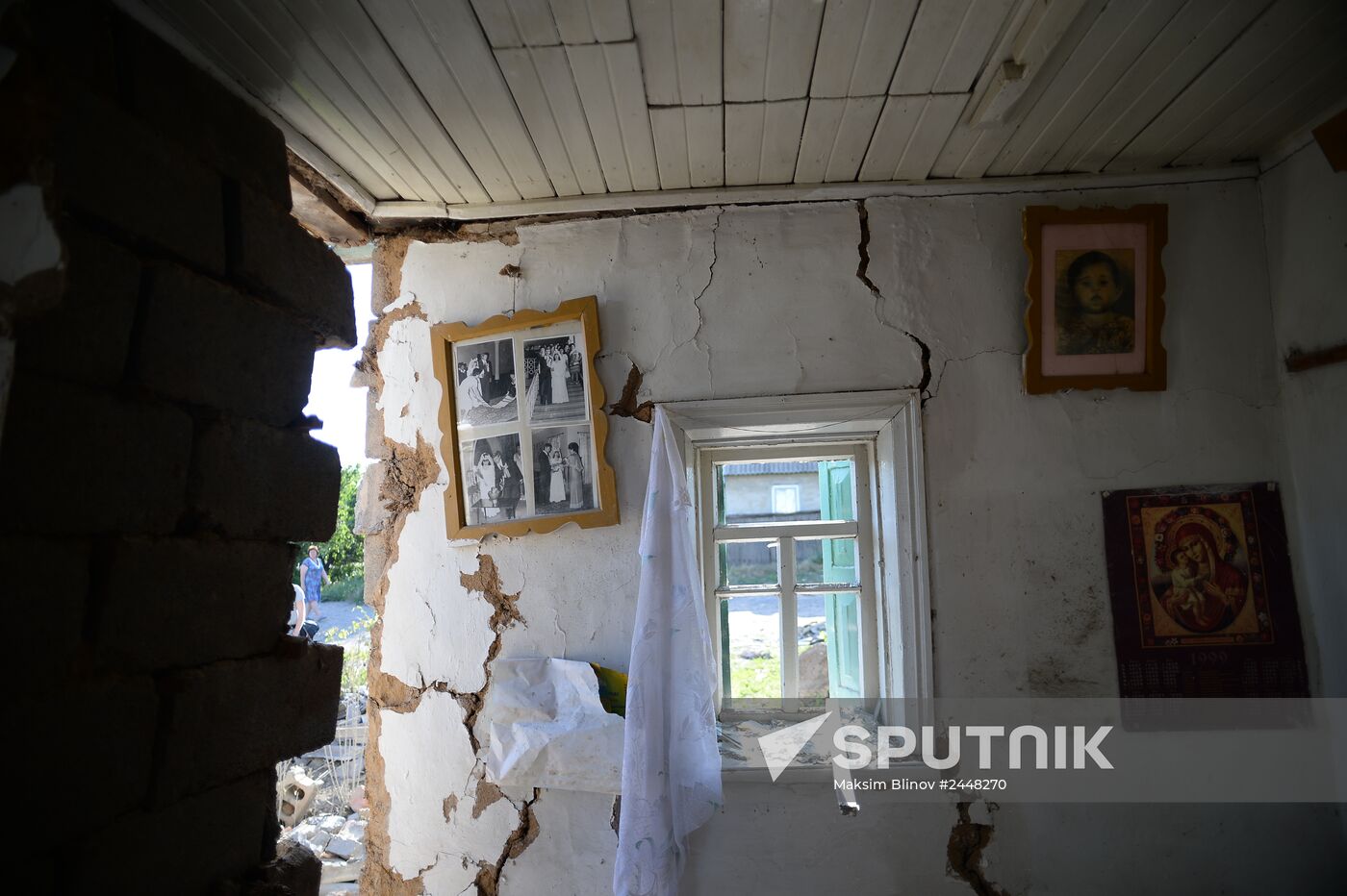 Aftermath of shelling in the town of Amvrosiyevka, Donetsk region