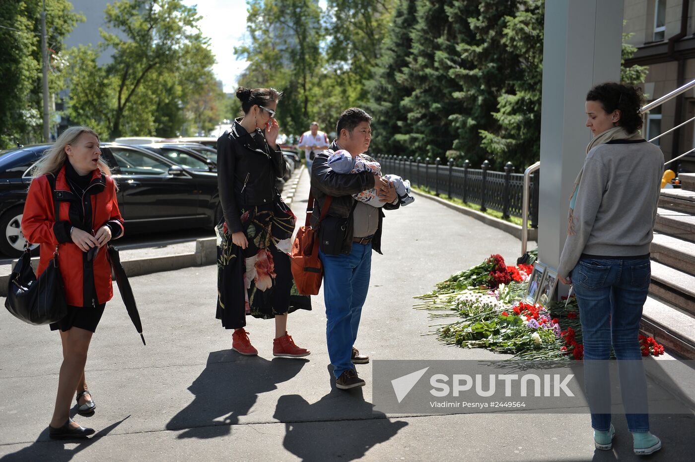 Flowers at VGTRK headquarters in memory of killed journalists