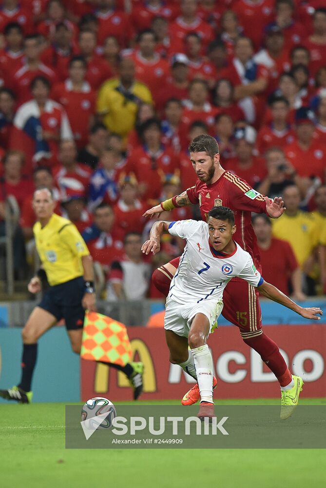 The 2014 FIFA World Cup. Spain vs. Chile