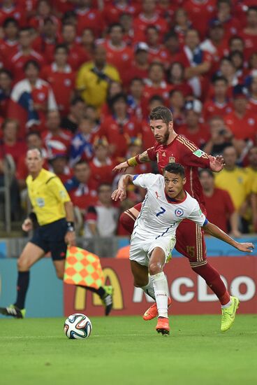 The 2014 FIFA World Cup. Spain vs. Chile