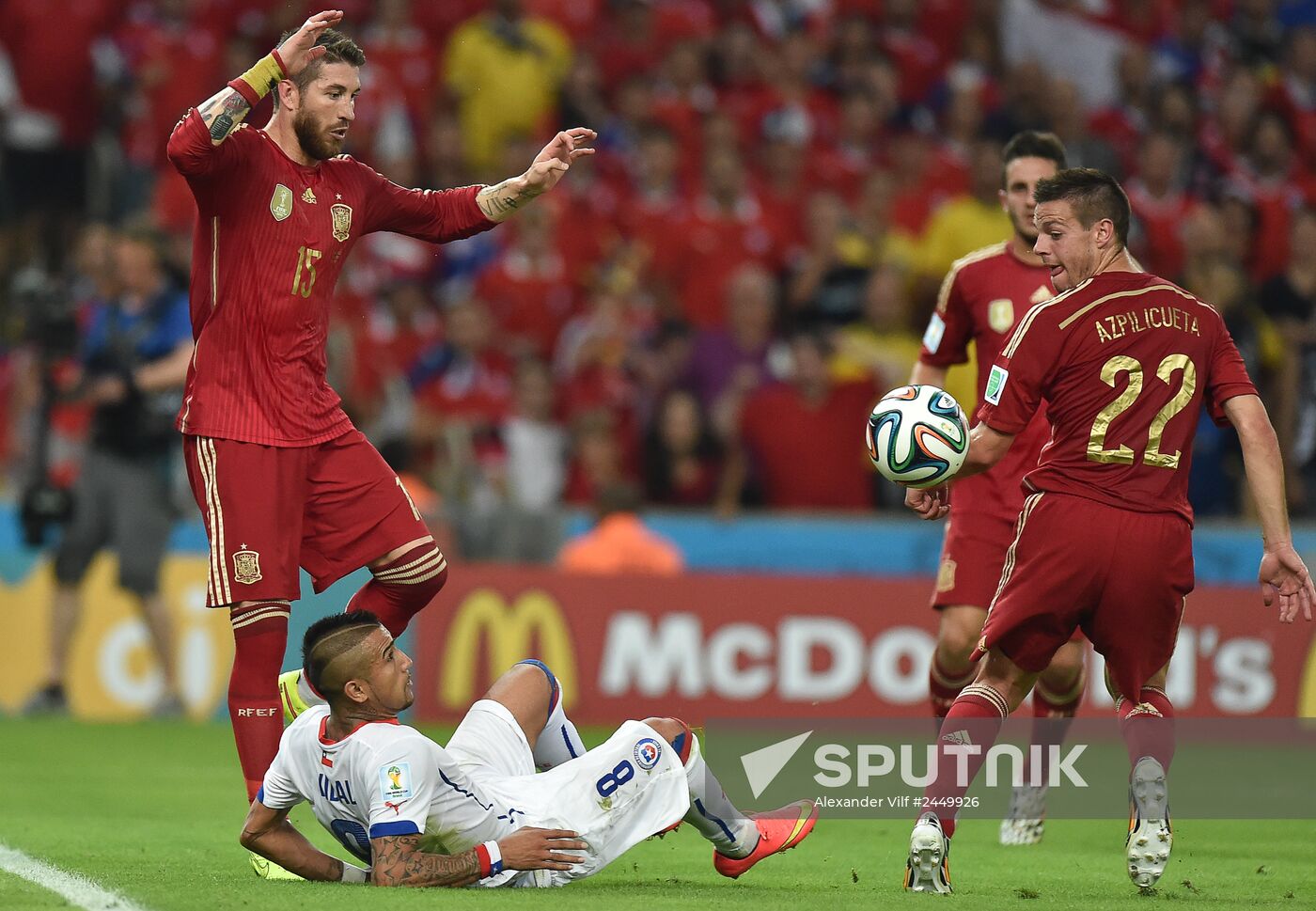 The 2014 FIFA World Cup. Spain vs. Chile