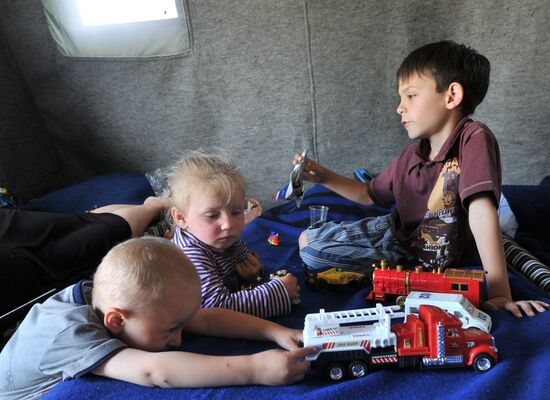 Checkpoint and camp for refugees from Ukraine in Rostov Region