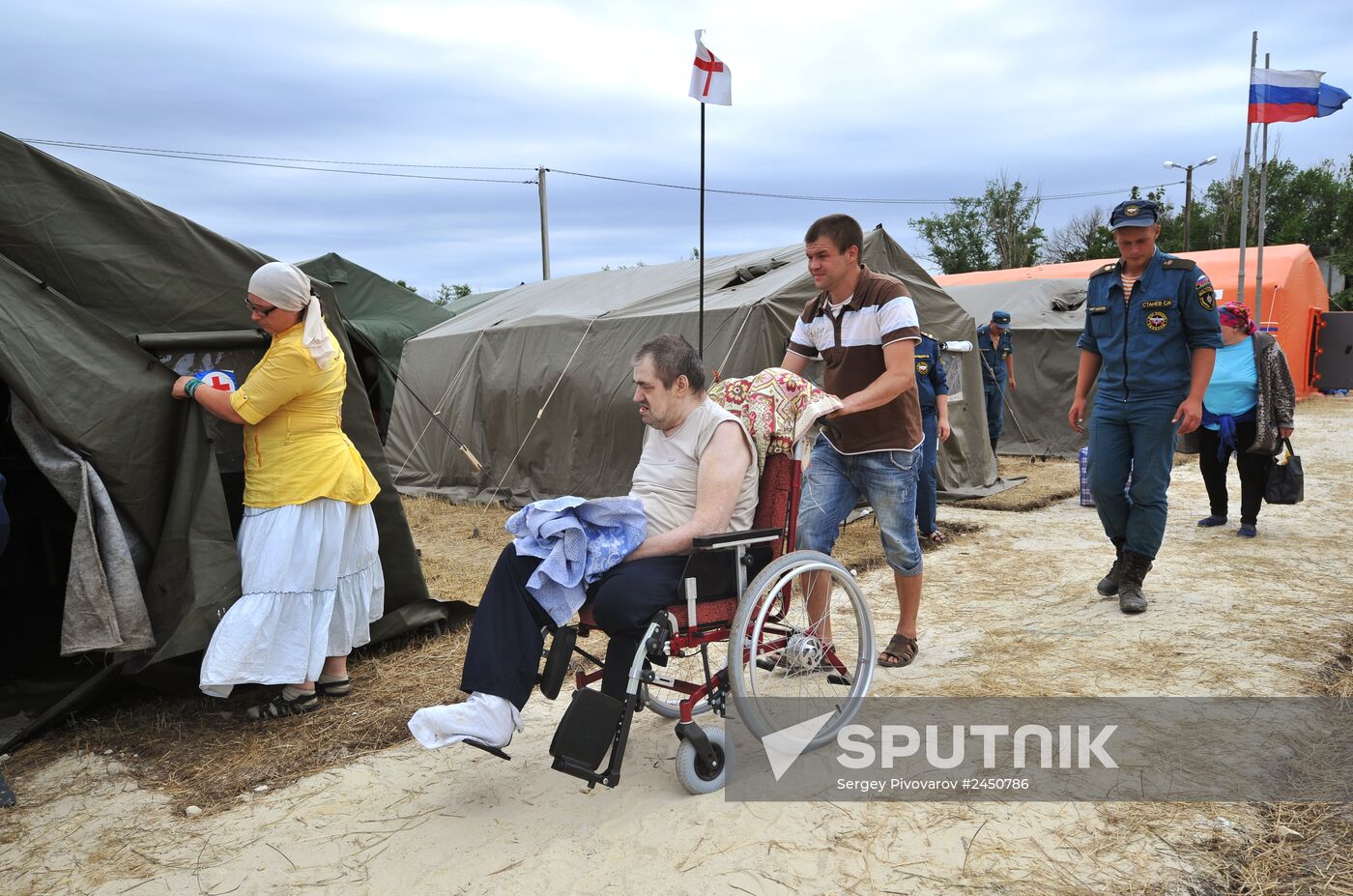 Checkpoint and camp for refugees from Ukraine in Rostov Region