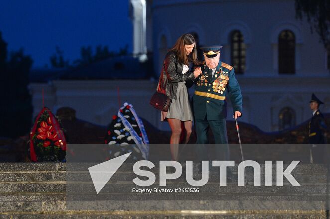 One of the authors of the monument, veteran Nikandr Sokolov, during the ceremony of laying flowers to the Brest Hero Fortress Memorial Complex. Location: Belarus, Brest. Author: Evgeny Biyatov/Sputnik. Sergei Naryshkin makes a working visit to Belarus