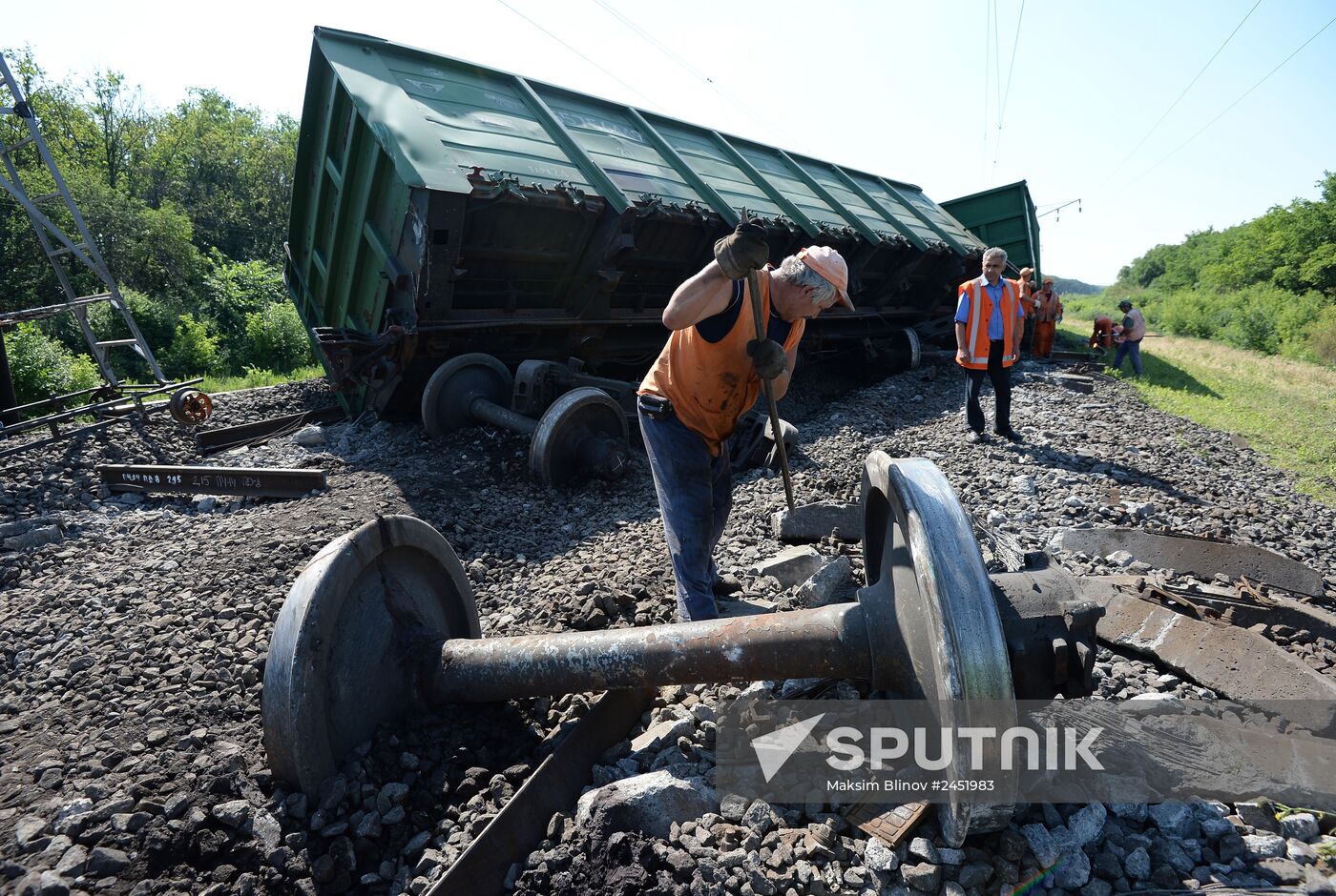 Freight train derailed by explosion on Donetsk railway