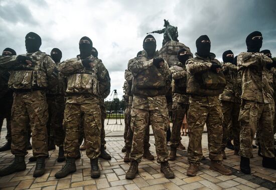 Recruits sworn in for Azov Battalion in Kiev