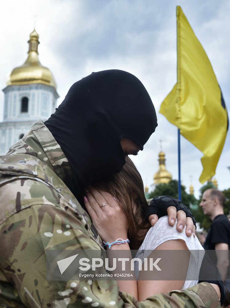 Recruits sworn in for Azov Battalion in Kiev